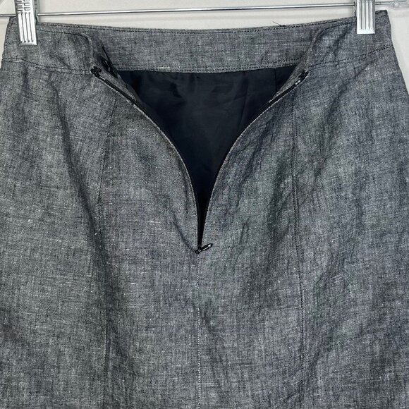 Ann Taylor Pencil Skirt Linen Womens Size 4 Gray Lined Business Professional - Picture 5 of 9